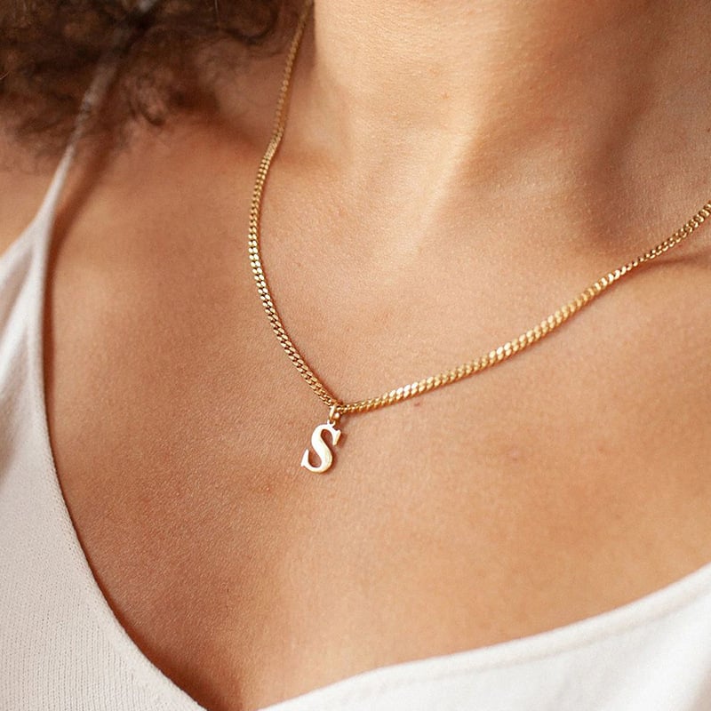 14K Stainless Steel Necklace with 26 Letters